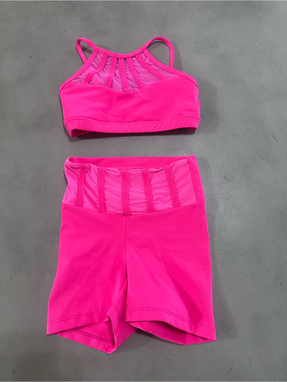 Five the Label Neon Pink Active Crop Top & High-Waist Shorts Set